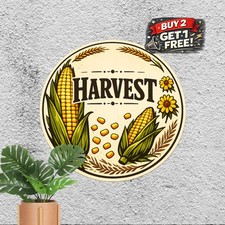 Farm Fresh Sweet Corn Harvest Country Market Art Round Metal Tin Sign 8x8 In