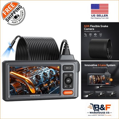 Ergonomic 50FT Endoscope Camera - 1080P Triple Lens for Clear Inspections