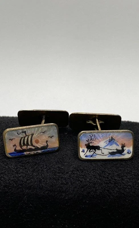 Gemelos Norne de plata de ley vikinga con trineo y reno 11,1 g Foto 2 de 4