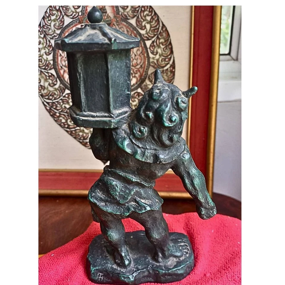 Rare Vintage 天燈鬼立像Tentok Demons Buddhist statue Bronze Antique Figure 21cm Japan - Image 3 of 4