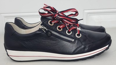 Ara Ollie Osaka High Soft Navy Blue Leather Sneakers Women s Sz 8 Sporty Design 