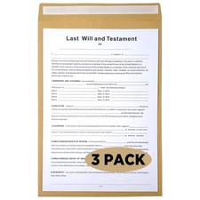 Last Will and Testament Kit, Simple Will Forms   Includes3 Blank Forms, 1 Gui...