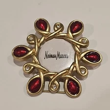 Neiman Marcus Jay Strongwater RED GOLD Mini Clip Picture Frame Rhinestones