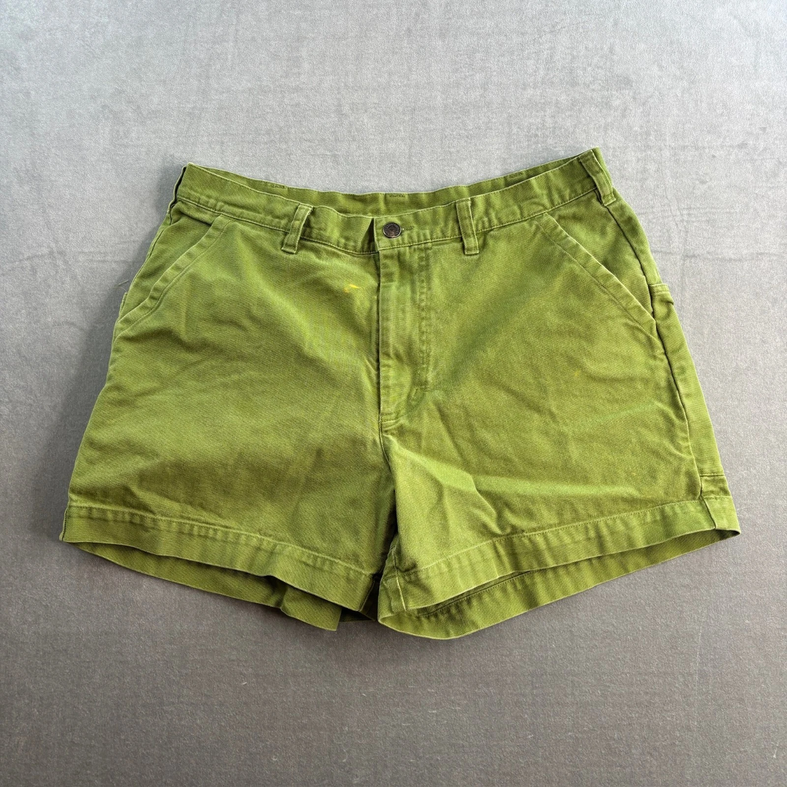 Vintage Patagonia Mens Stand Up Shorts Hiking Heavy Canvas Deep Pockets Green 34