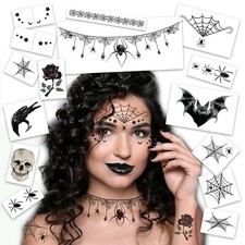 Spider Witch Temporary Tattoos  Halloween Costume Tattoo Kit  Skin Safe  MADE