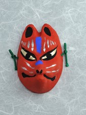 NEW Japanese Traditional Fox Mask Extra Small Mouth Closed Red H12.5cm Japan F/S