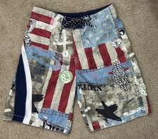 Nautica Vintage Patriotic Size 30 Board Shorts USA Swim Shorts