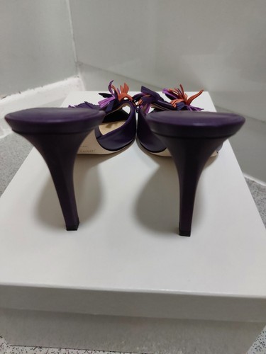 Jimmy Choo Mules Women Size UK 4 EU 37 Purple Orange Fringed Fifi Leather New - Picture 6 of 8