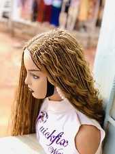 Braids On Lace Closure Wig Curly Synthetic Braided Wigs Black Wigs, Boho Braids