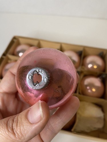 11 VINTAGE FANTASIA POLAND 2.5 IN BUBBLEGUM LT PINK BALL ORNAMENTS ORIGINAL BOX - Picture 12 of 12