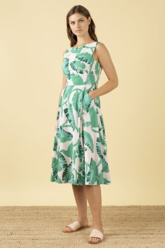 Emily & Fin Womens Jasmine Dress Small Green White Botanical Parakeets Modcloth