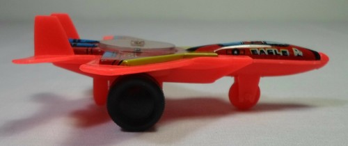 JIMMY TOYS 80's 4'' RED F-15 EAGLE JET FIGHTER TIN & PLASTIC SPINNING TOP WORKS - Picture 6 of 9