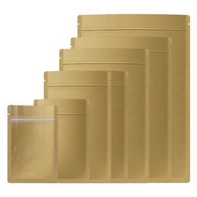 100/500 Clear & Kraft Paper Flat Resealable Zip Seal Food Storage Packaging Bags