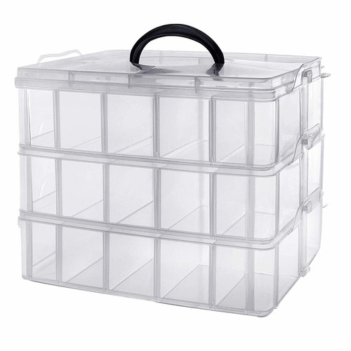2 x scatola impilabile 3 livelli per artigianato in plastica con 30 scomparti regolabili - Foto 14 di 15