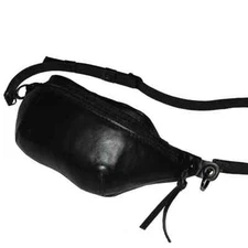 Black Leather Crossbody Pouch Fanny Pack Belt Bag – Premium Italian Leather