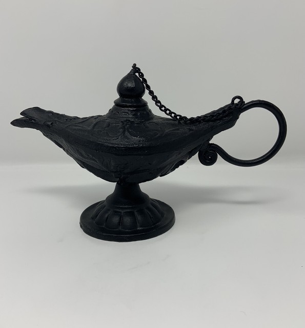 Large Black Cast Iron Aladdin Magic Lamp Genie Lamp Great