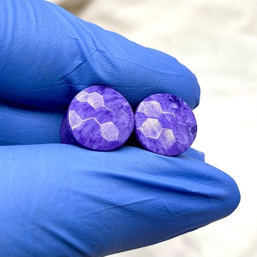 Purple Charoite Handicrafted Ear Piercing Hexagon Cut Plugs Pair Size 8g - 54 MM - Picture 3 of 9