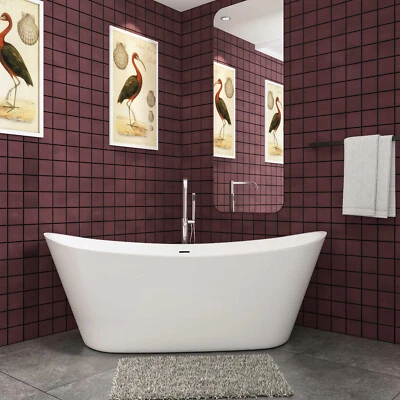 AICA Double Ended Bathtub White Acrylic 1700x720mm Modern Freestanding High Quality