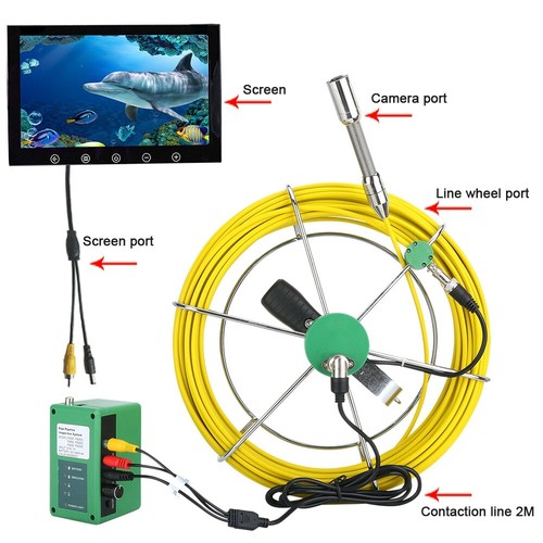 10" Industrial Endoscopes Pipe Sewer Inspection Video Camera w/ 8 Pcs LED Lights - Picture 4 of 9