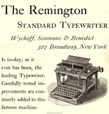 c1890 REMINGTON TYPEWRITER WYCKOFF SEAMANS & BENEDICT VINTAGE ADVERTISEMENT Z931 thumbnail