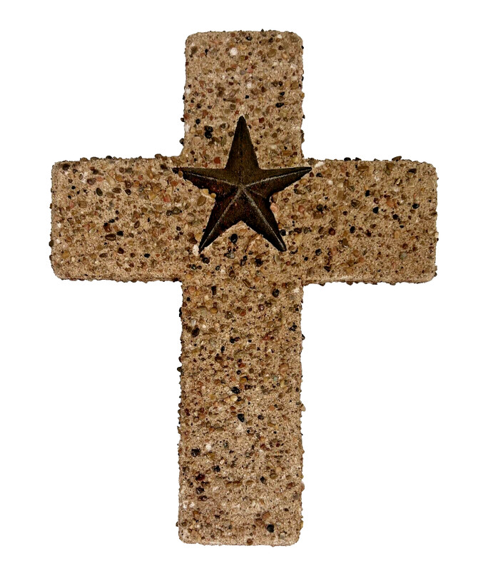 Lonestar Crucifix Cross Solid Aggregate Surface with Lone Star - Wire Hanger