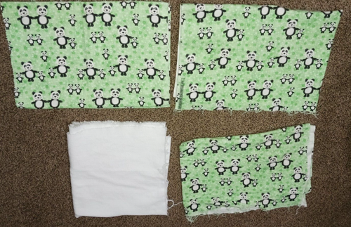 PANDA PANDAS BABY FAMILY GREEN STARS FLANNEL FABRIC lot - Picture 2 of 2