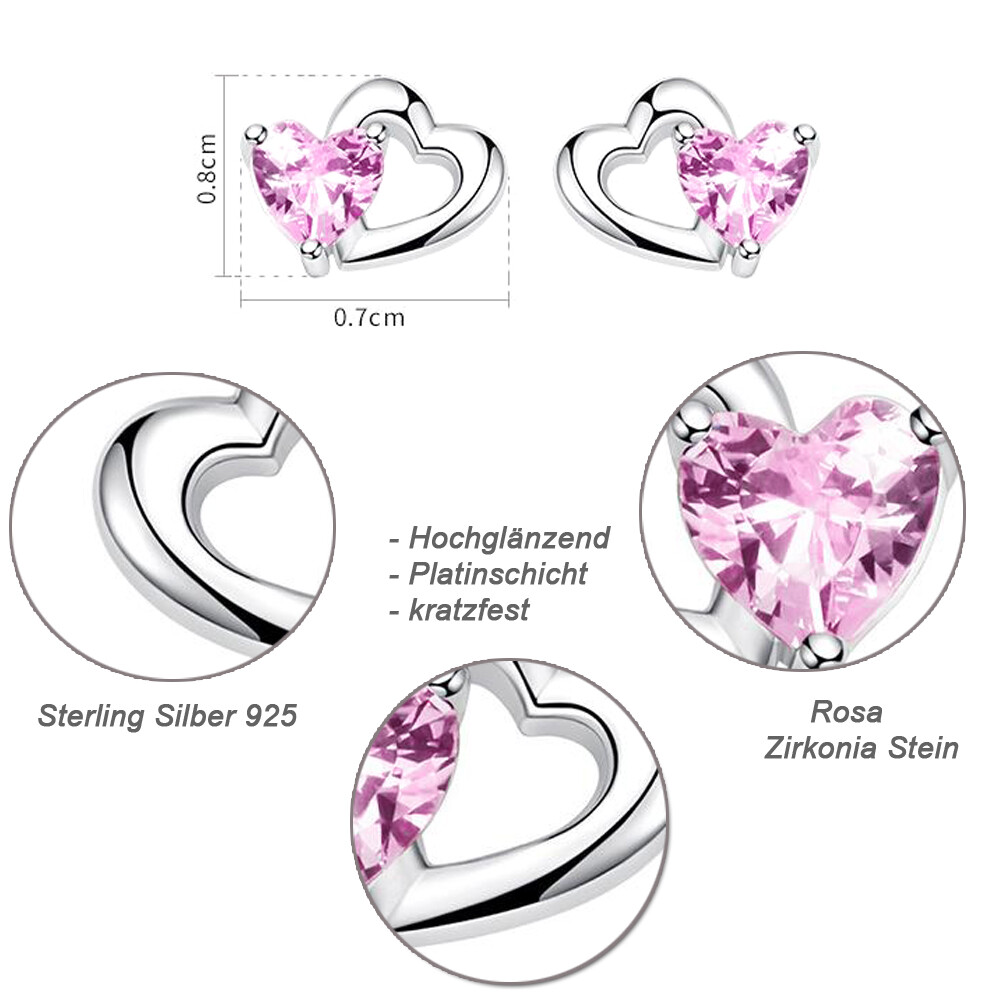 925 Sterling Silber Schutzengel Set Für Mädchen Kinder Schmuckset 925 Silber - Schutzengel Herz Halskette Mit Ohrringen Mädchen Ohrstecker Zirkonia