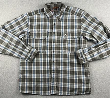 Simms Guide Series Shacket Long Sleeve Men's M Blue Gray Plaid Heavy Duty Metal