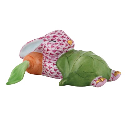 HEREND,  SLUMBER BUNNY,  PINK FISHNET #VHP-16346, NEW, MINT & BOX!