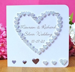 Handmade Personalised 25th Silver Wedding Anniversary Card 25th