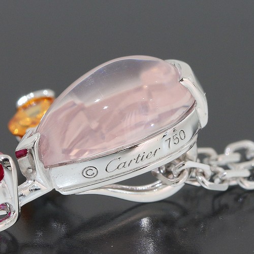 CARTIER Multi Gemstone Delices Pendant Necklace in 18K White Gold w/Box D4915 - Picture 6 of 9