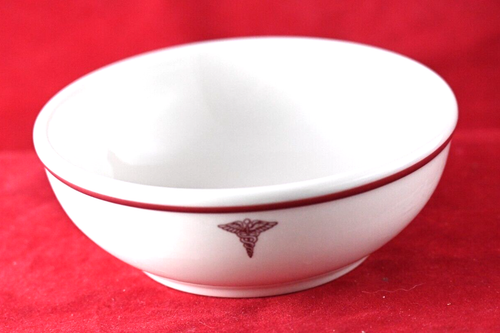 Set 4 US Army Medical Corps Red Caduceus 5 1/2" Bowls Homer Laughlin China USA - Picture 4 of 6