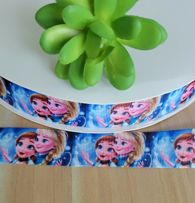 1'' (1 YD) Frozen Grosgrain Ribbon Anna & Elsa Hair Bow Ribbon Disney Movie 