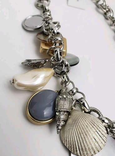 White House Black Market Necklace Semi-Precious Stones Seashell Charms - Picture 22 of 24