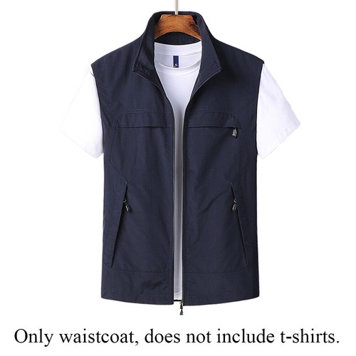 Mens Fishing Vest Quick-drying Top Waistcoat Jacket Zip Sleeveless Breathable - - Picture 12 of 15