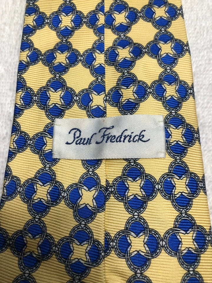 PAUL FREDRICK CORBATA HOMBRE AMARILLO CON AZUL 4 X 58 Foto 4 de 4