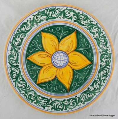 Ceramiche Siciliane Ruggeri Wandplatte Von Costanza D'Altavilla 38 Cm