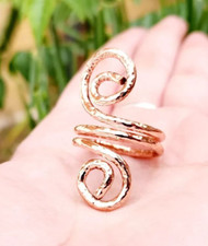 Solid Pure Copper Minimalist Healing Ring, Handmade, Unisex, Spiral Ring
