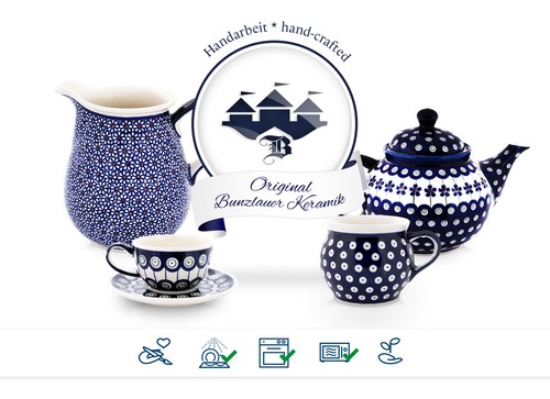 Original Bunzlauer Keramik Sushi Geschir Set 8-teilig für 2 Personen Dekor 111 - Bild 9 von 9
