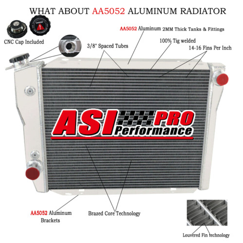 3 Rows Aluminum Radiator For 1979-1986 Ford Falcon XD Wagon XE XF Van 6cyl V8