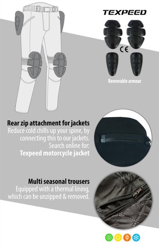 Motorcycle Trousers Textile Motorbike Waterproof With CE Protective Biker Armour - Picture 5 of 11