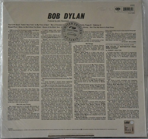 AUDIOPHILE SIMPLY VINYL SVLP 085 UK BOB DYLAN "Same Title" 180g FACTORY SEALED - Imagen 2 de 2