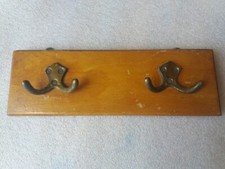 Vintage Antique Old Brass and Wood Clothes Hanger 6.2" from 50's