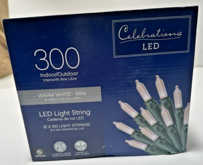 LOT 2 CELEBRATIONS 300 INDOOR/OUTDOOR LED STRING LIGHT WARM WHITE-MINI