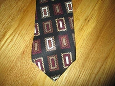 Men's Ferrell Reed Black Brown Geometric 100% Silk Neck Tie Handmade