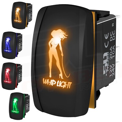 12V ON/OFF Toggle Rocker Switch ''Whip Light'' Sexy Mudflap Trucker Girl RZR X3