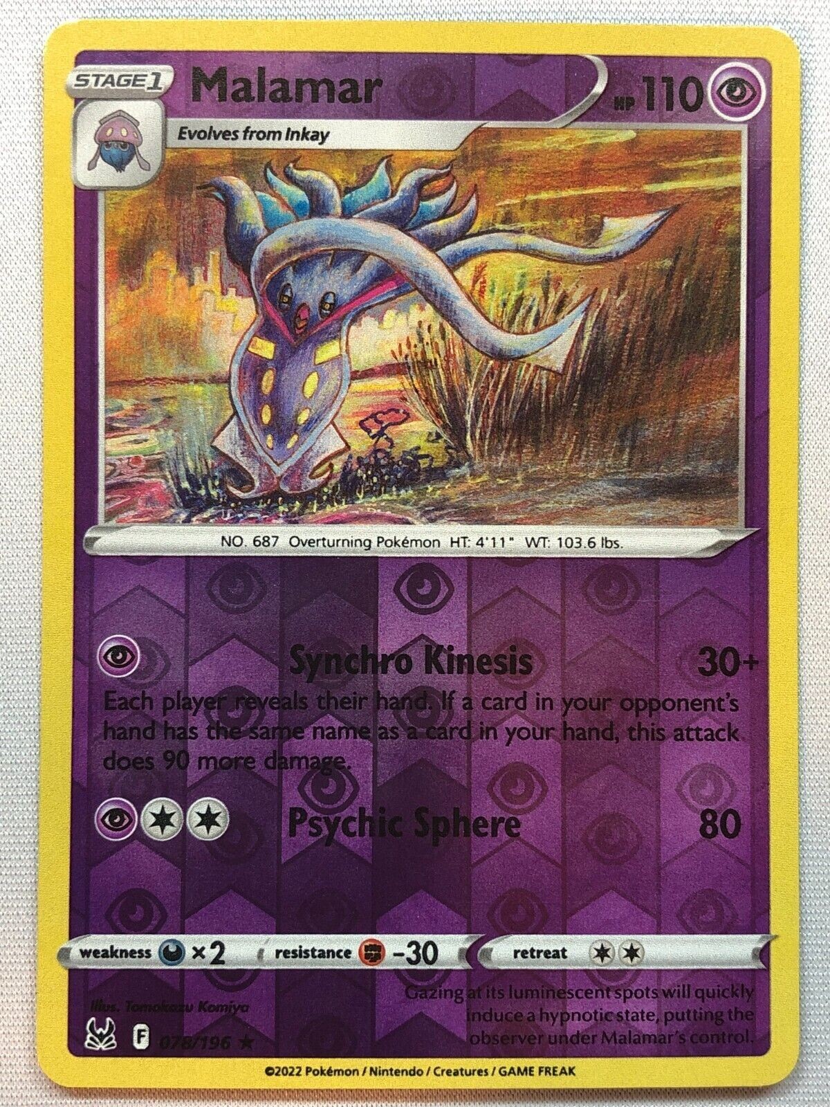 Malamar #78/196 Lost Origin Pokemon Reverse Holo Rare Card