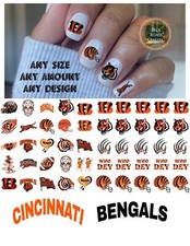 Cincinnati Bengals Waterslide Nail Decals Set Of 50  Instructions & Bonus