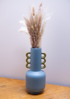 Vintage & Retro - Funky große Vase - Art Deco - blau & grün - Unikat Studiokunst