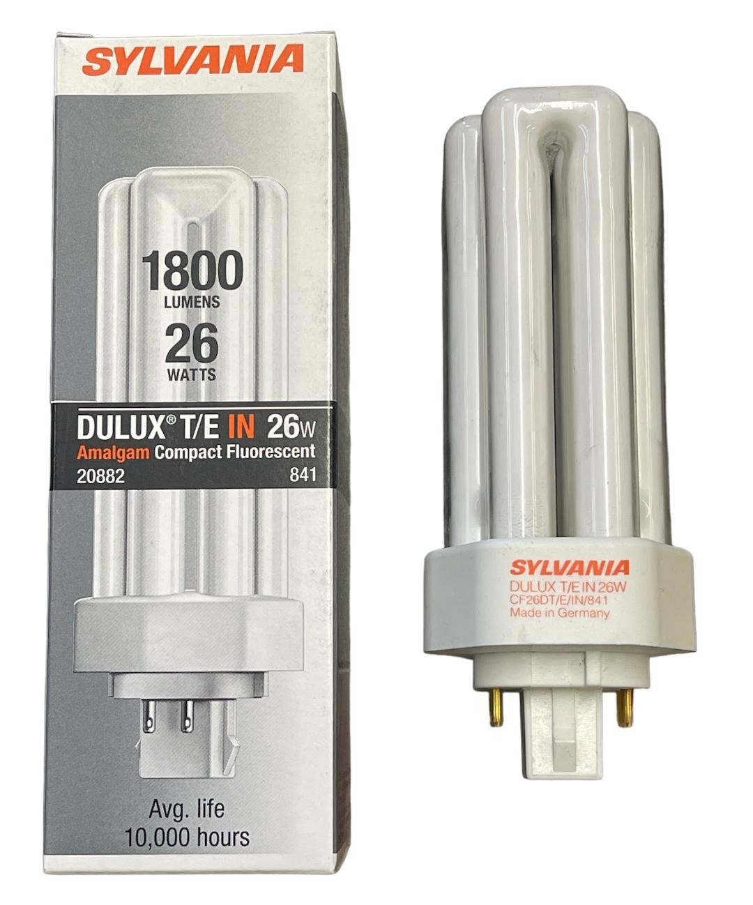 Sylvania 20882 26W Triple Tube CFL Bulb – 4100K, 4-Pin, GX24q-3, 1800 Lumens, 12,000 Hour Life